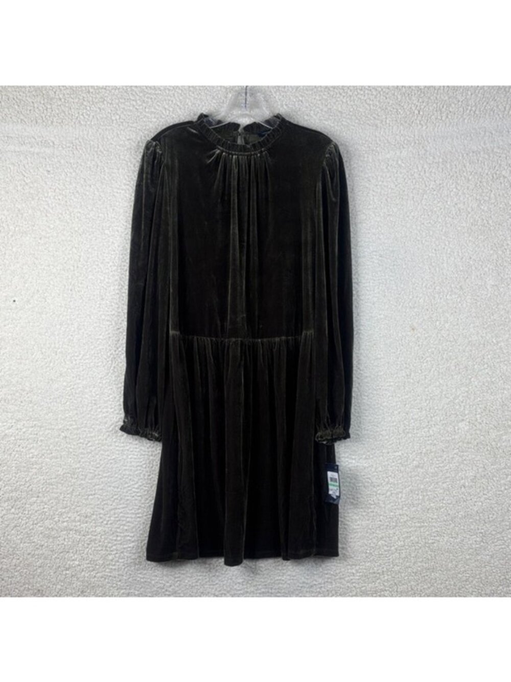 Tommy Hilfiger Womens Green Velvet Long Sleeve High Neck Dress Size 8